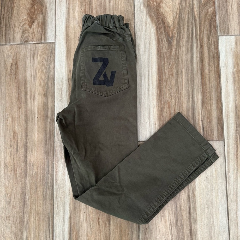 Zadig & Voltaire Olive Green Pants with Black Logo size 12